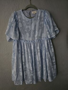 Aura Light Blue Floral Skater Dress for Kids